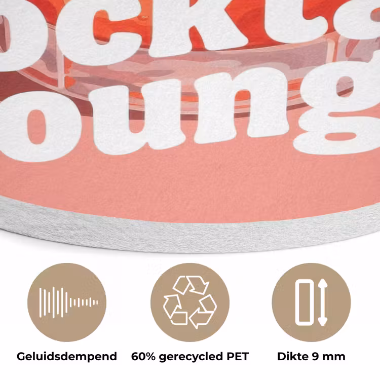 Cocktail Lounge - Glas - Koraal Akoestische PET Vilt - Rond klein -closeup_NL