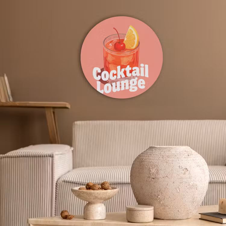 Cocktail Lounge - Glas - Koraal Akoestische PET Vilt - Rond klein -sfeer1