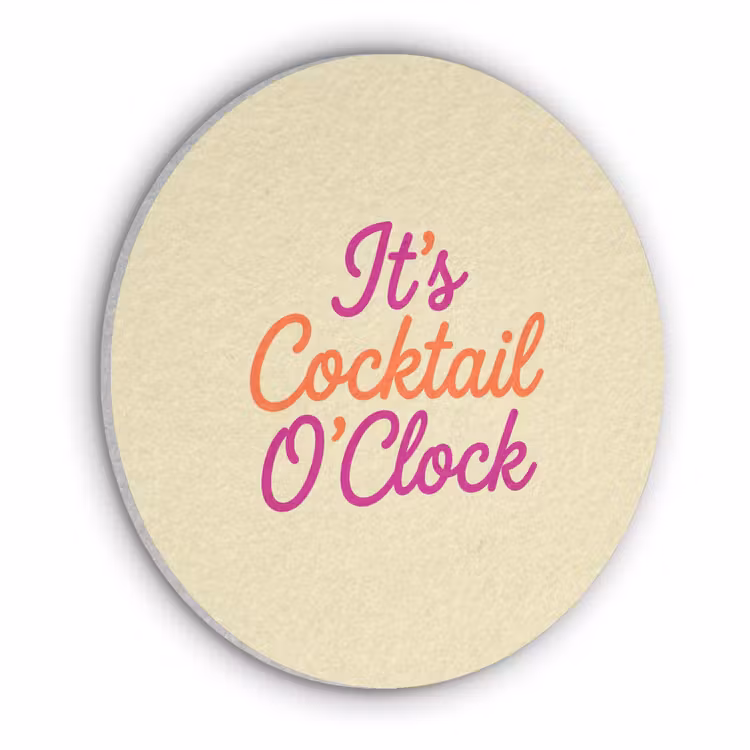 Cocktail O'Clock - Geel - Retro Akoestische PET Vilt - Rond klein -3d