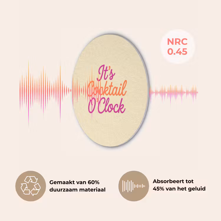 Cocktail O'Clock - Geel - Retro Akoestische PET Vilt - Rond klein -USP_NL