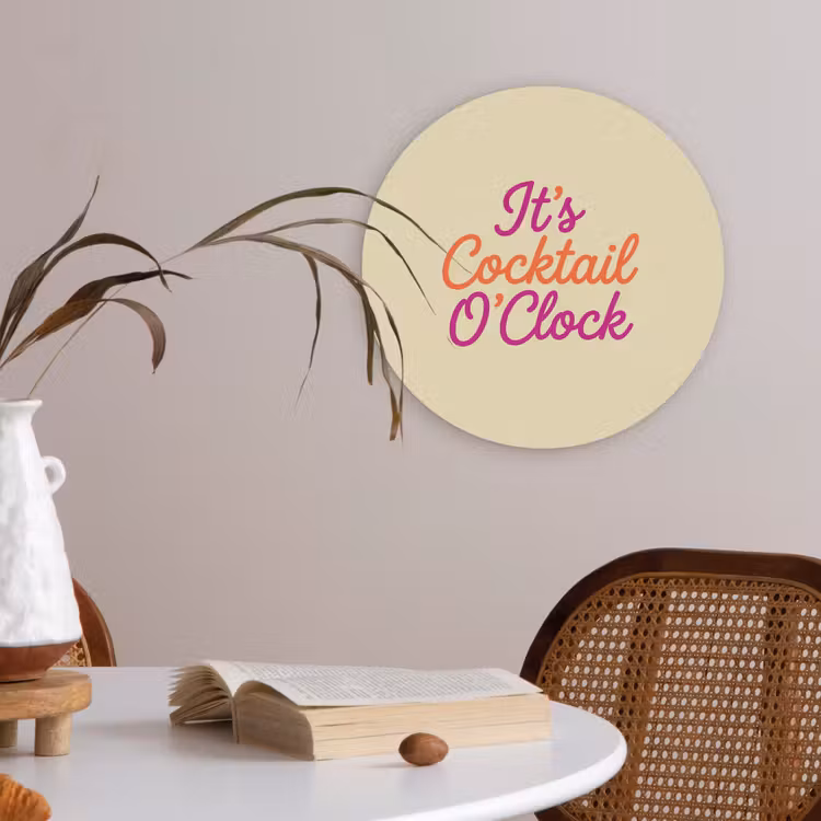 Cocktail O'Clock - Geel - Retro Akoestische PET Vilt - Rond klein -sfeer3