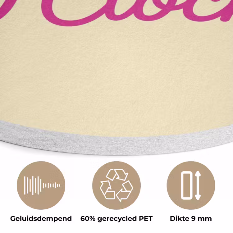 Cocktail O'Clock - Geel - Retro Akoestische PET Vilt - Rond klein -closeup_NL