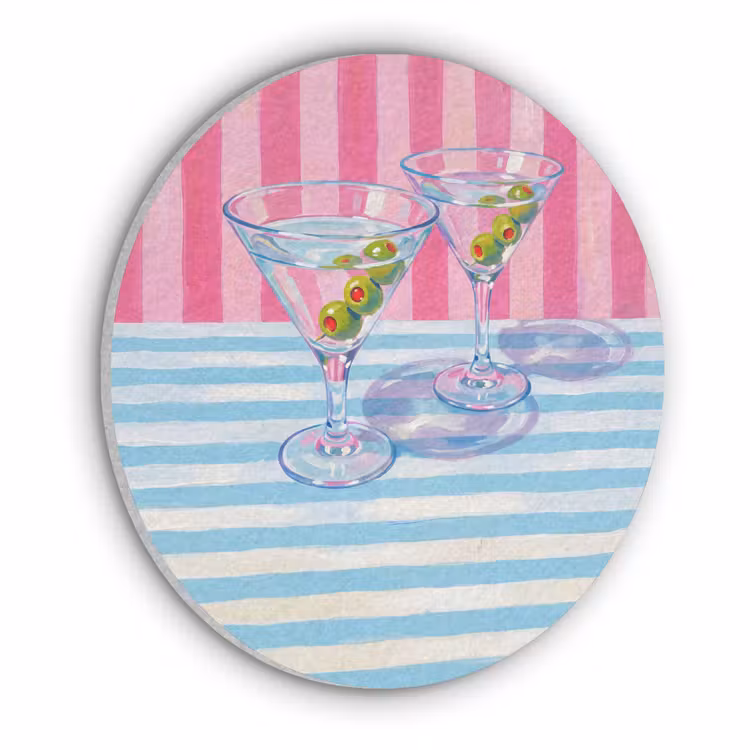 Cocktail - Olijven - Kunst - Modern - Roze Akoestische PET Vilt - Rond klein -3d