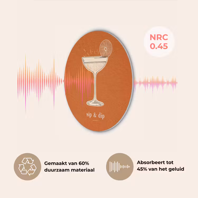 Cocktail - Oranje - Zomer - Quote Akoestische PET Vilt - Rond klein -USP_NL