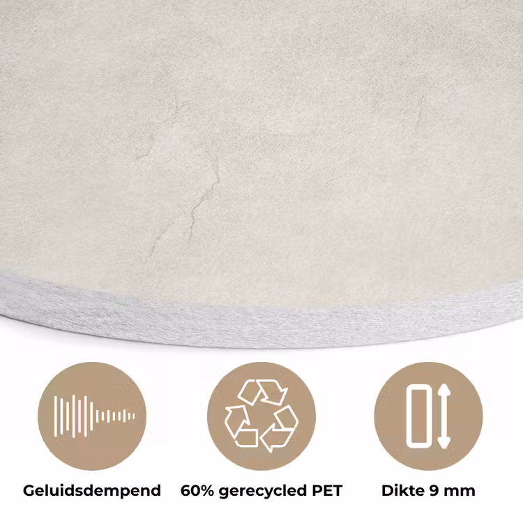 Crème - Egaal - Beton Akoestische PET Vilt - Rond klein 838 -closeup_NL