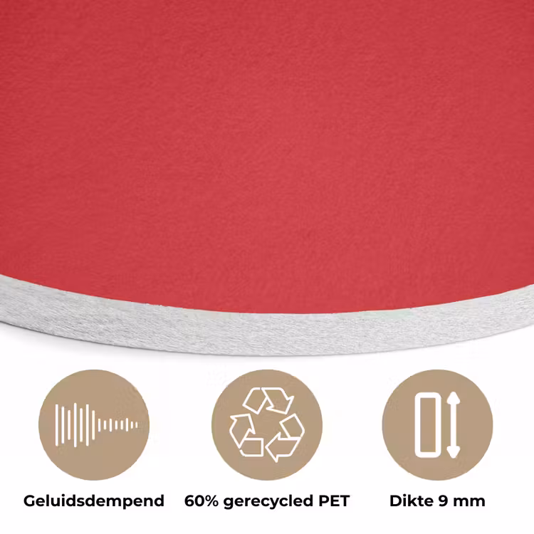 Crimson - Velvet - Rood Akoestische PET Vilt - Rond klein 838 -closeup_NL