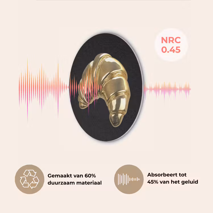 Croissant - Brood - Goud - Zwart Akoestische PET Vilt - Rond klein -USP_NL