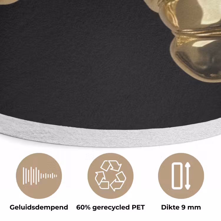 Croissant - Brood - Goud - Zwart Akoestische PET Vilt - Rond klein -closeup_NL