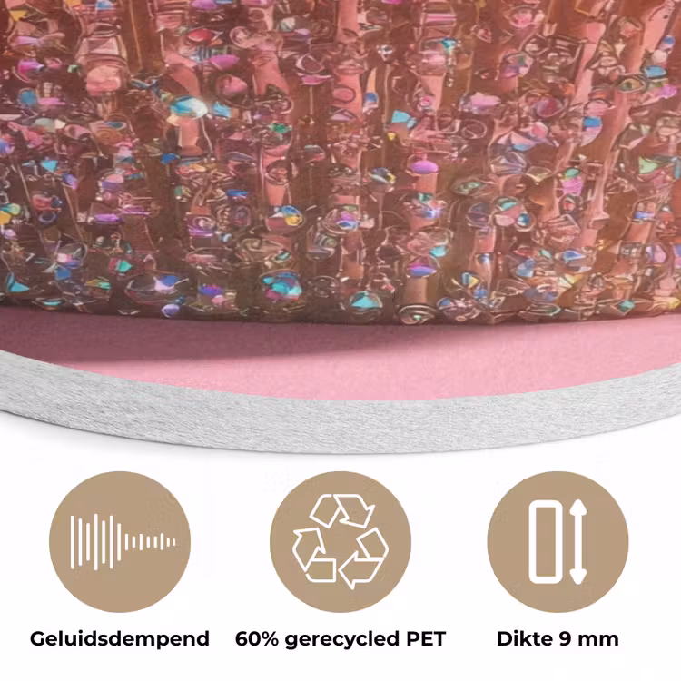 Cupcake - Kleurrijk - Edelstenen Akoestische PET Vilt - Rond klein -closeup_NL