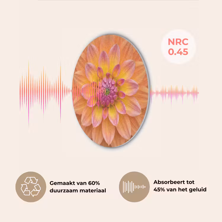 Dahlia - Bloem - Oranje Akoestische PET Vilt - Rond klein -USP_NL