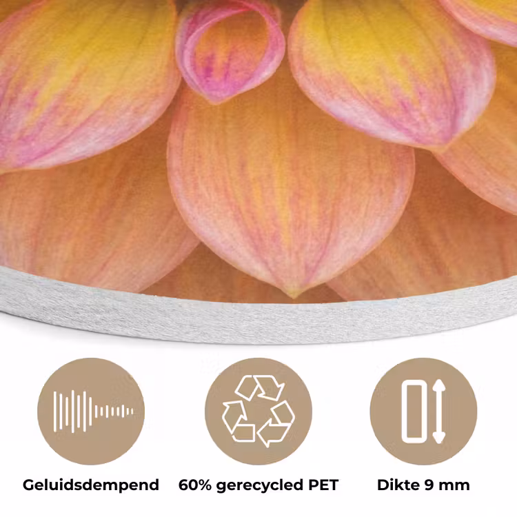 Dahlia - Bloem - Oranje Akoestische PET Vilt - Rond klein -closeup_NL