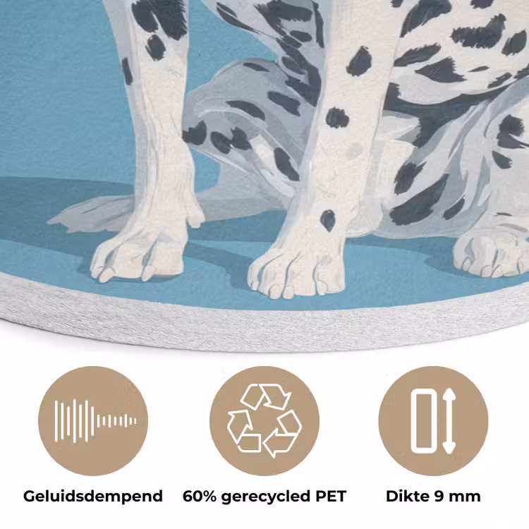 Dalmatiër - Zonnebril - Blauw Akoestische PET Vilt - Rond klein -closeup_NL