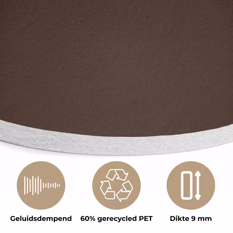 Dark - Chocolate - Bruin Akoestische PET Vilt - Rond klein 838 -closeup_NL