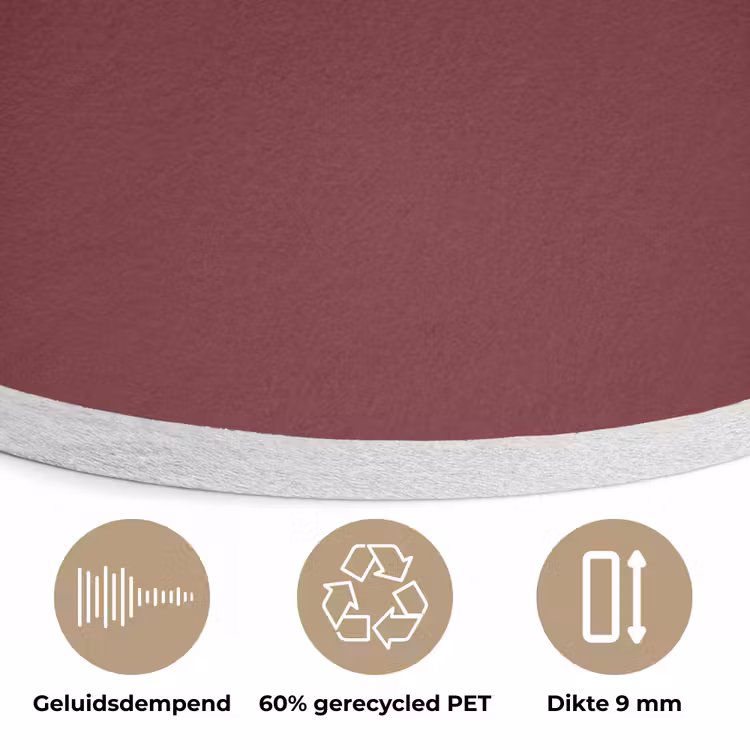 Dark - Garnet - Rood Akoestische PET Vilt - Rond klein 838 -closeup_NL