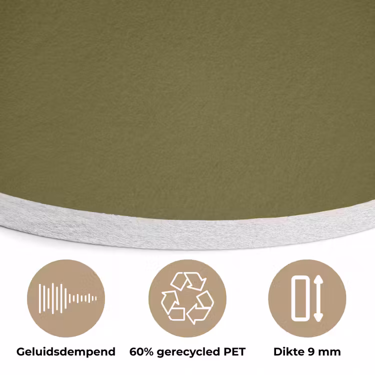 Dark - Olive - Groen Akoestische PET Vilt - Rond klein 838 -closeup_NL