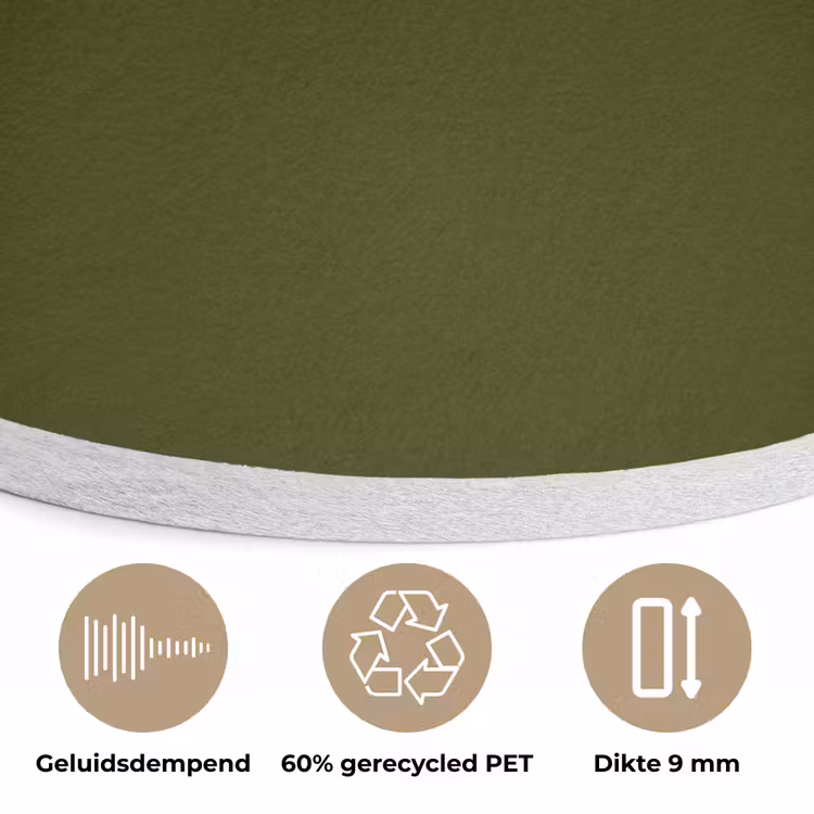 Dark - Olive - Groen Akoestische PET Vilt - Rond klein 838 -closeup_NL