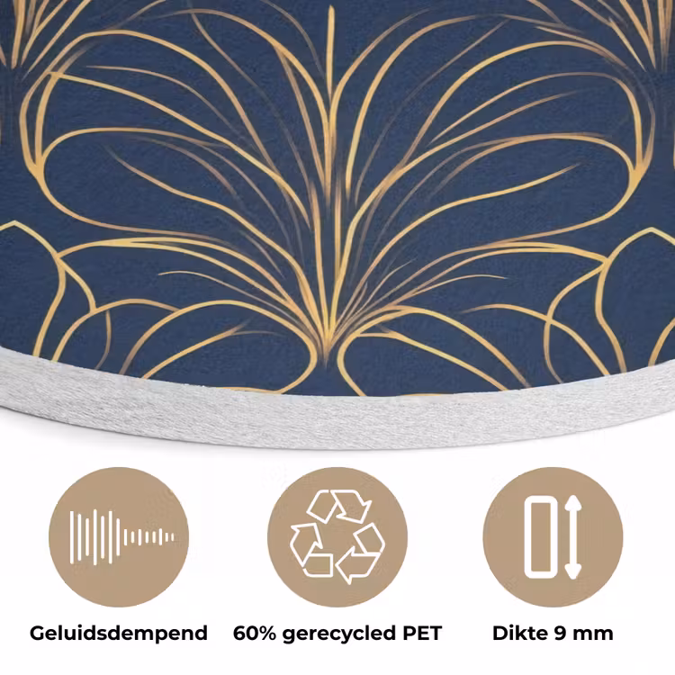 Deco - Waaier - Blauw Akoestische PET Vilt - Rond klein 838 -closeup_NL