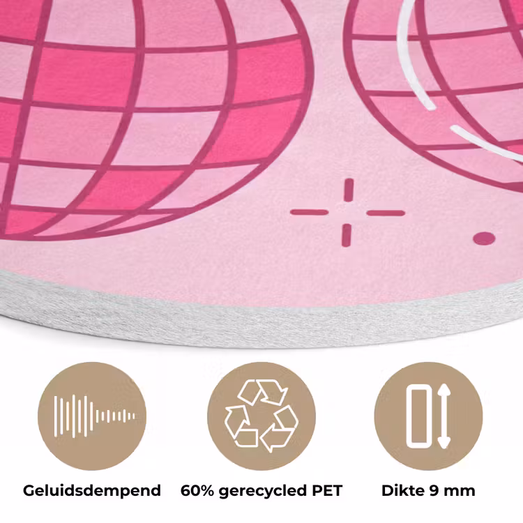 Decoratie - Disco-bal - Feest - Roze Akoestische PET Vilt - Rond klein -closeup_NL