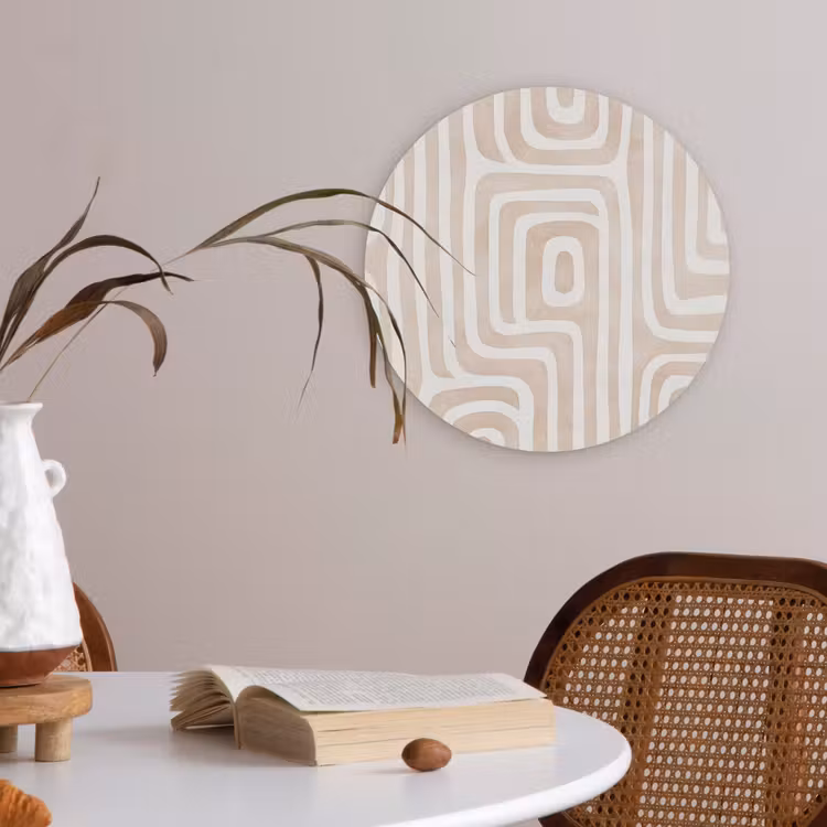 Decoratief - Labyrint - Beige Akoestische PET Vilt - Rond klein -sfeer3