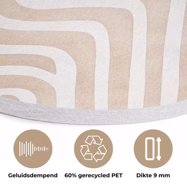 Decoratief - Labyrint - Beige Akoestische PET Vilt - Rond klein -closeup_NL