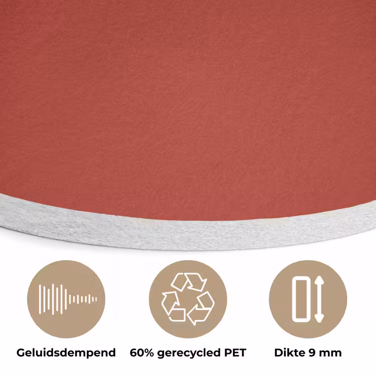 Deep - Crimson - Rood Akoestische PET Vilt - Rond klein 838 -closeup_NL