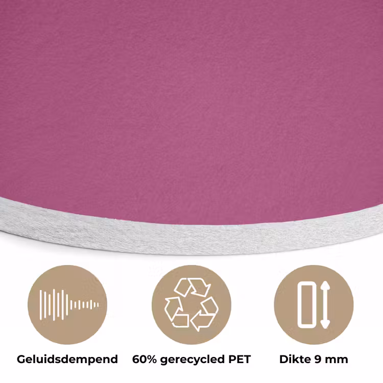 Deep - Magenta - Paars Akoestische PET Vilt - Rond klein 838 -closeup_NL