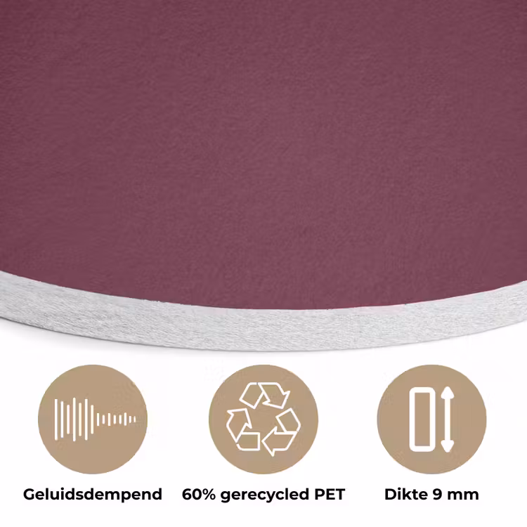 Deep - Plum - Paars Akoestische PET Vilt - Rond klein 838 -closeup_NL