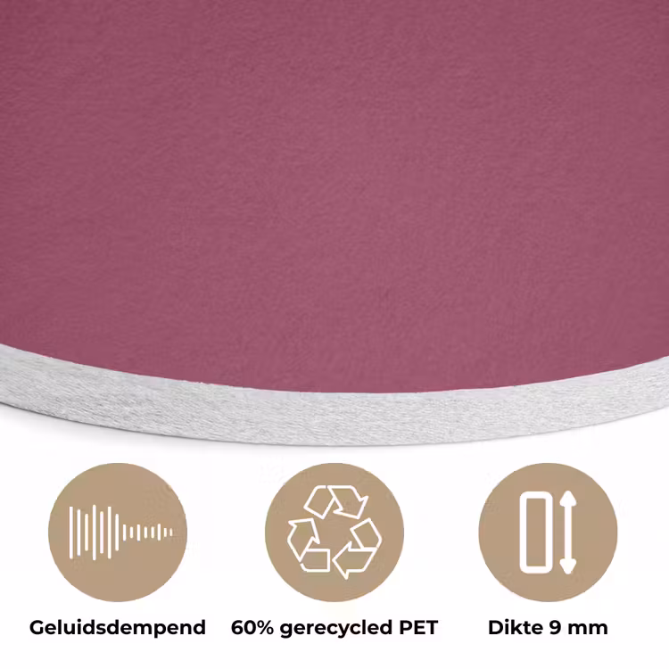 Deep - Rasberry - Rood Akoestische PET Vilt - Rond klein 838 -closeup_NL
