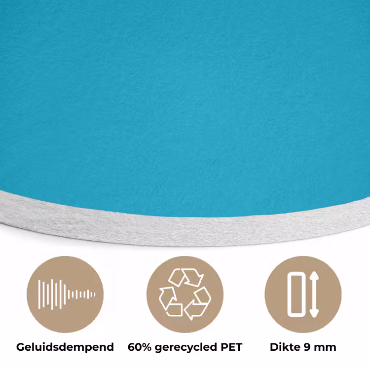 Deep - Turquoise - Turkoois Akoestische PET Vilt - Rond klein 838 -closeup_NL