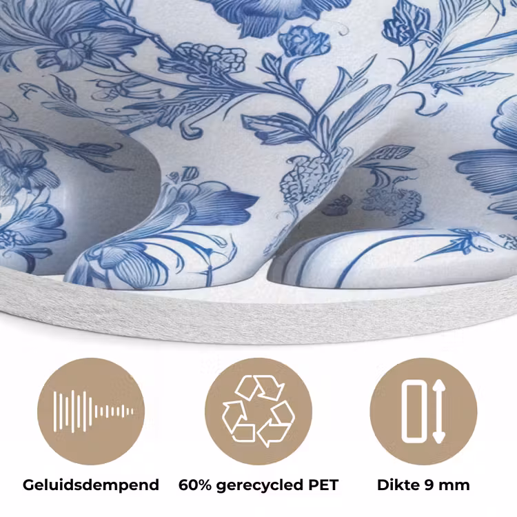 Delftsblauw - Haasje - Wit Akoestische PET Vilt - Rond klein -closeup_NL