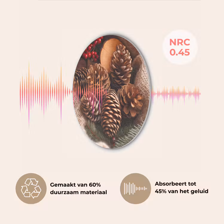 Dennenappels - Boom - Winter - Natuur - Bruin Akoestische PET Vilt - Rond klein -USP_NL