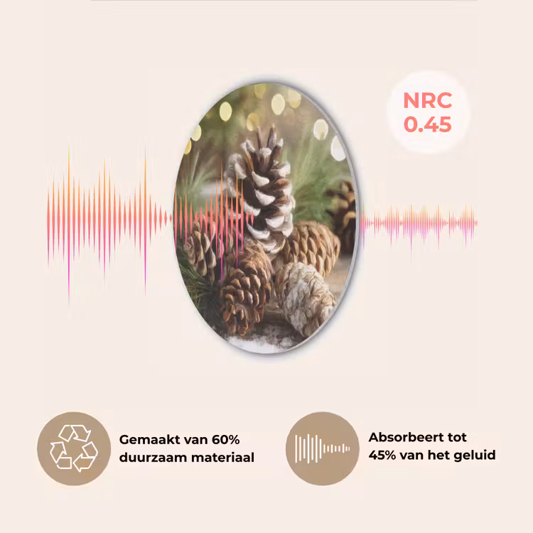 Dennenappels - Kerstsfeer - Bruin - Groen Akoestische PET Vilt - Rond klein -USP_NL