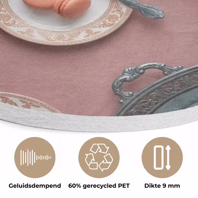 Dessert - Taart - Gebak - Zoet - Roze Akoestische PET Vilt - Rond klein -closeup_NL