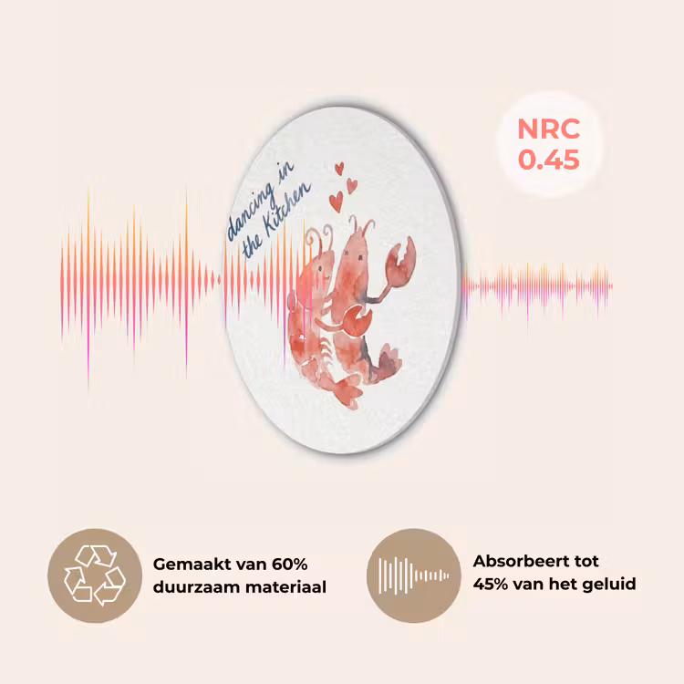 Dier - Dans - Liefde - Waterverf - Rood Akoestische PET Vilt - Rond klein -USP_NL