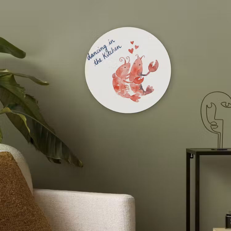 Dier - Dans - Liefde - Waterverf - Rood Akoestische PET Vilt - Rond klein -sfeer2