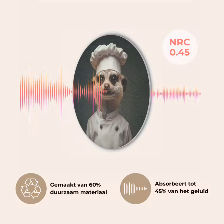 Dier - Kok - Stokstaartje Akoestische PET Vilt - Rond klein -USP_NL