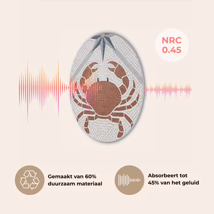 Dier - Mozaïek - Zee - Klassiek - Bruin Akoestische PET Vilt - Rond klein -USP_NL