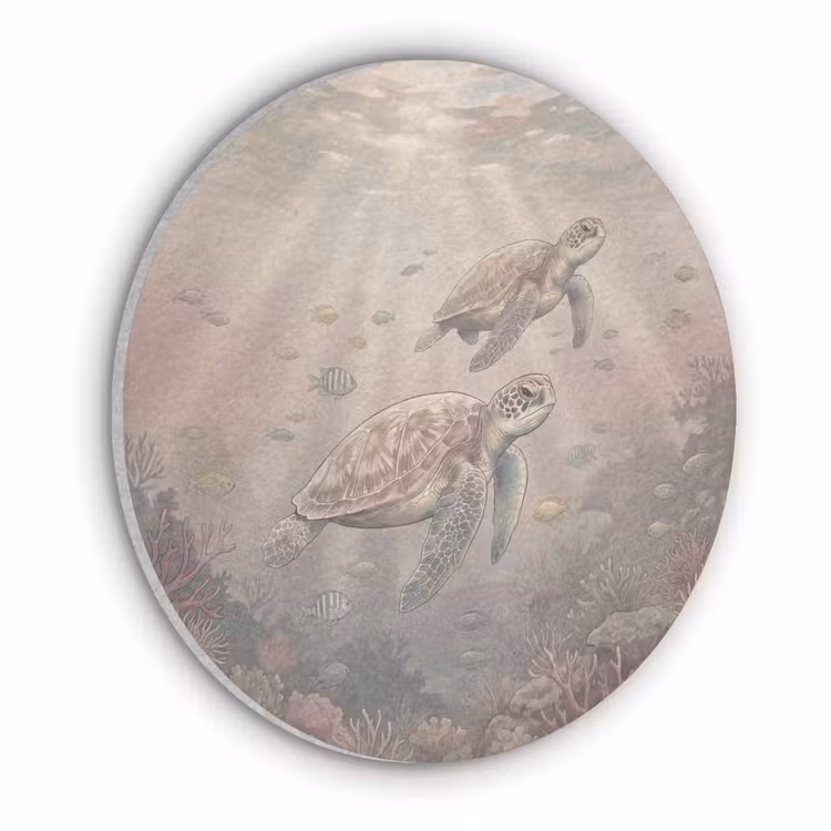 Dier - Onderwater - Oceaan - Illustratie - Zeeleven Akoestische PET Vilt - Rond klein -3d
