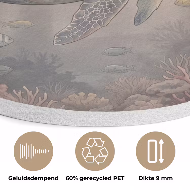 Dier - Onderwater - Oceaan - Illustratie - Zeeleven Akoestische PET Vilt - Rond klein -closeup_NL