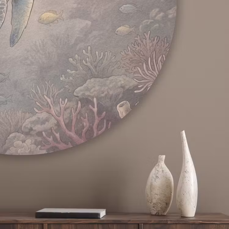 Dier - Onderwater - Oceaan - Illustratie - Zeeleven Akoestische PET Vilt - Rond klein -sfeer5_closeup