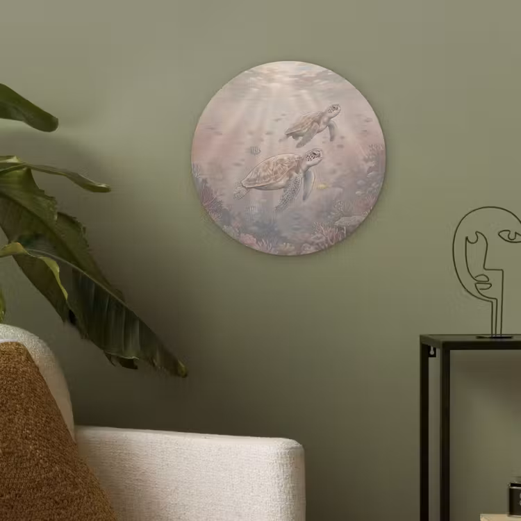 Dier - Onderwater - Oceaan - Illustratie - Zeeleven Akoestische PET Vilt - Rond klein -sfeer2