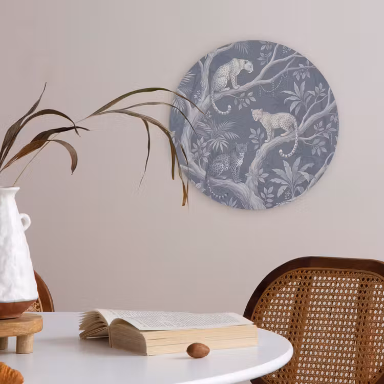 Dieren - Jungle - Illustratie - Bomen - Blauw Akoestische PET Vilt - Rond klein -sfeer3