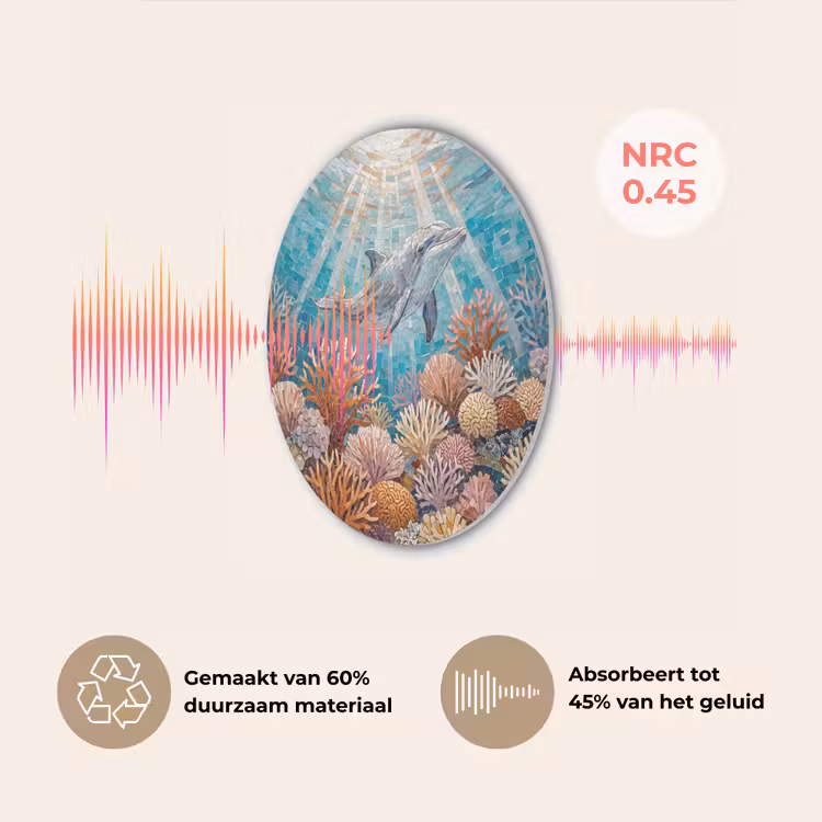 Dieren - Mozaïek - Oceaan - Koraal - Blauw Akoestische PET Vilt - Rond klein -USP_NL