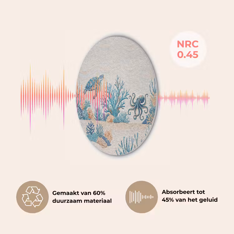Dieren - Onderwater - Natuur - Mozaïek - Blauw Akoestische PET Vilt - Rond klein -USP_NL