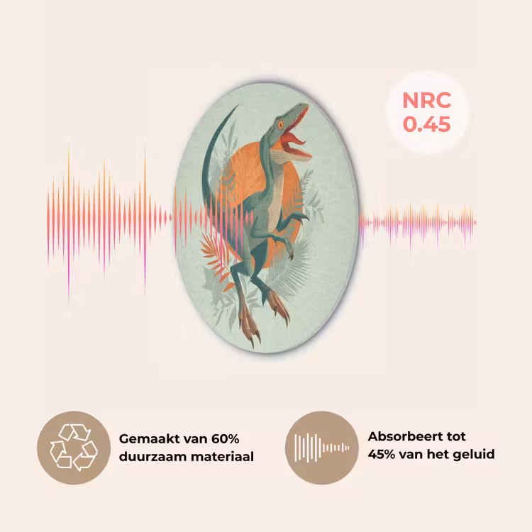 Dino - Bladeren - Grafisch - Groen Akoestische PET Vilt - Rond klein -USP_NL
