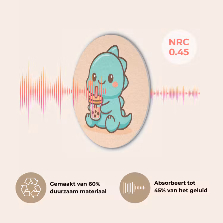 Dino - Boba - kawaii - Oranje Akoestische PET Vilt - Rond klein -USP_NL