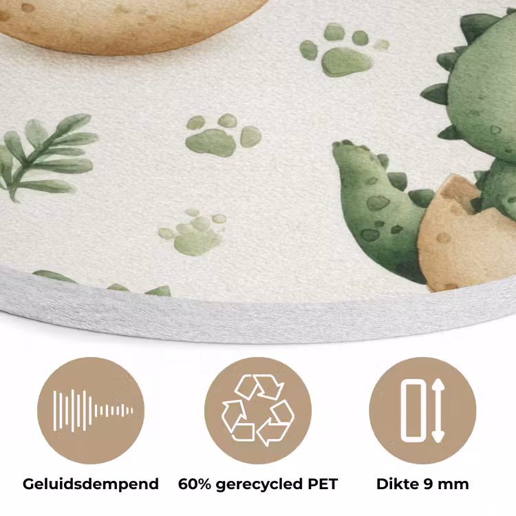 Dino - Eieren - Groen Akoestische PET Vilt - Rond klein 838 -closeup_NL