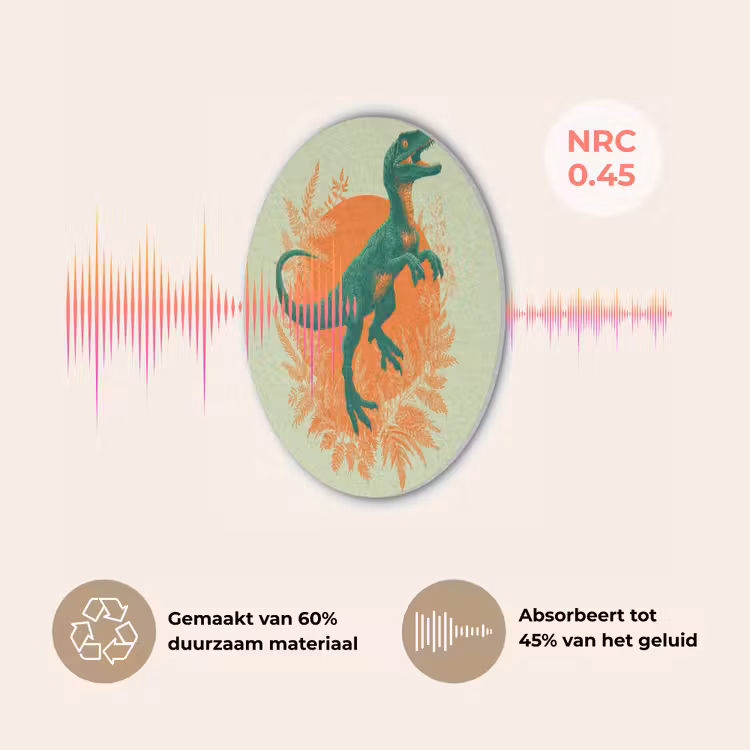 Dinosaurus - Groen - Planten - Cirkel Akoestische PET Vilt - Rond klein -USP_NL