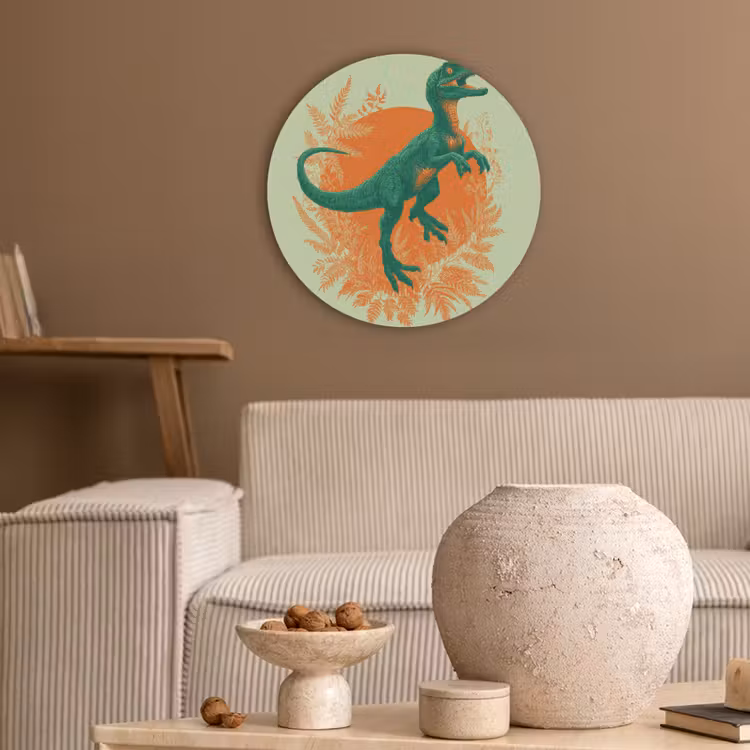 Dinosaurus - Groen - Planten - Cirkel Akoestische PET Vilt - Rond klein -sfeer1