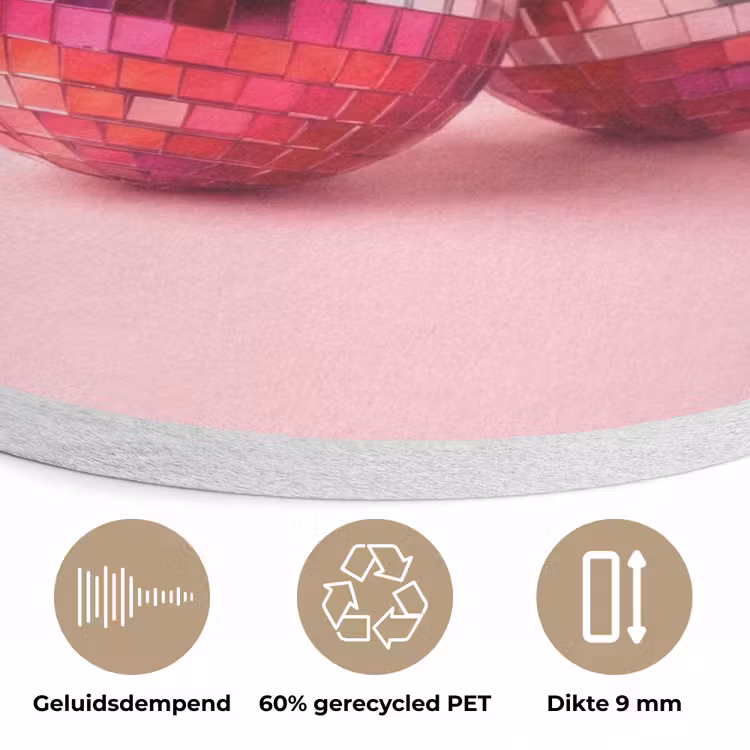 Disco - Kersen - Roze Akoestische PET Vilt - Rond klein -closeup_NL